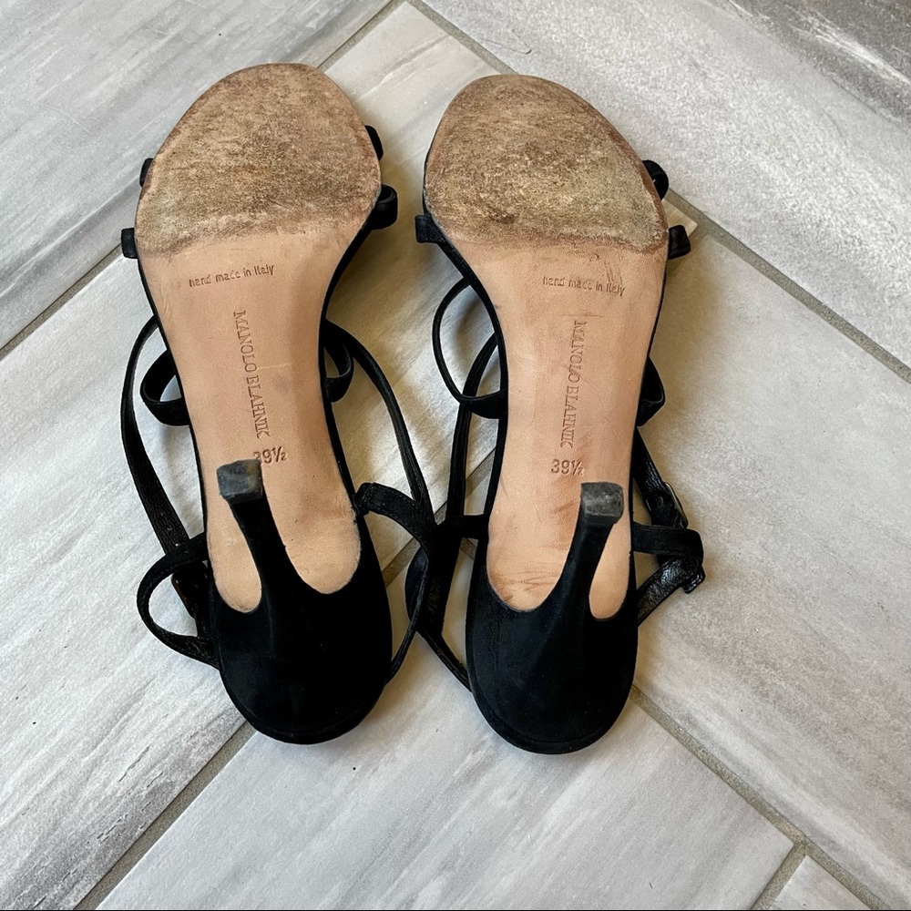 Manolo Blahnik Black Strappy Stiletto Sandals - Picture 4 of 16